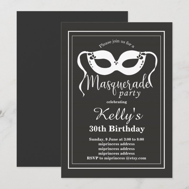 Invitación de partido MASQUERADE (Anverso / Reverso)