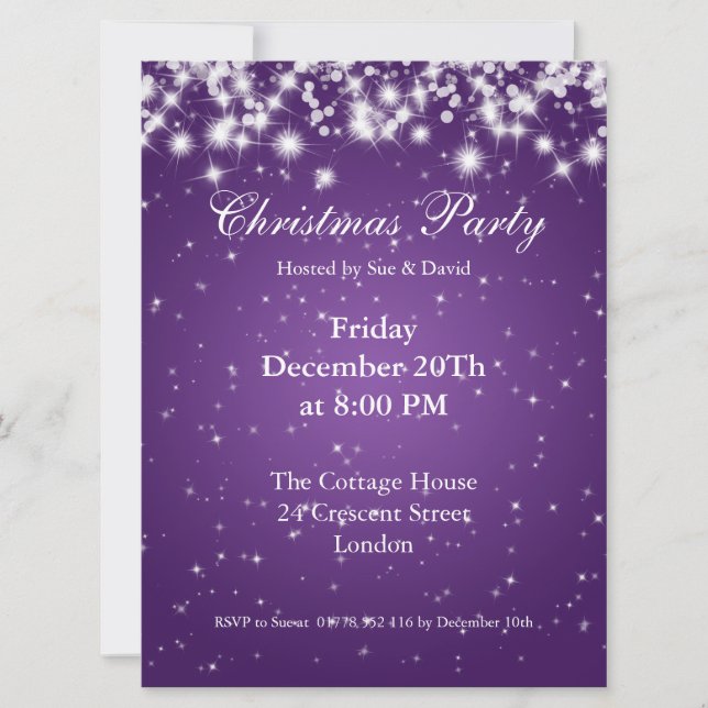 Invitación de partido Personalizado Purple Elegant (Anverso)