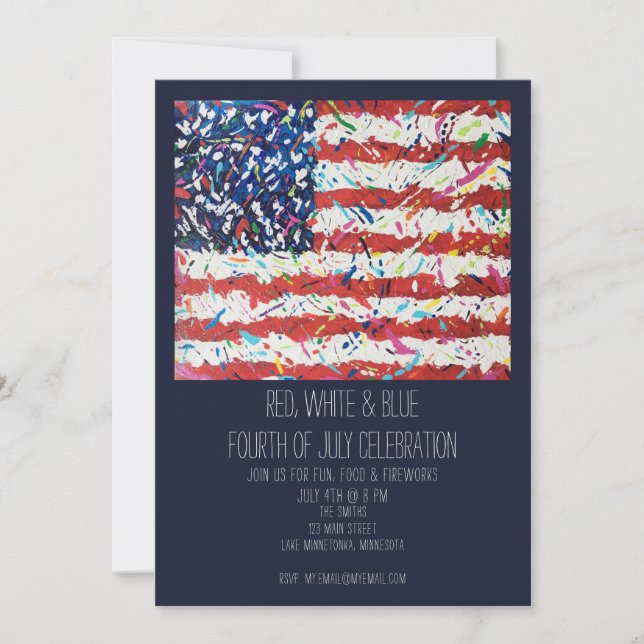 Invitación de partido rojo, blanco y azul el 4 de  (Anverso)