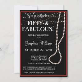 Invitación de partido rojo y negro cincuenta y fab