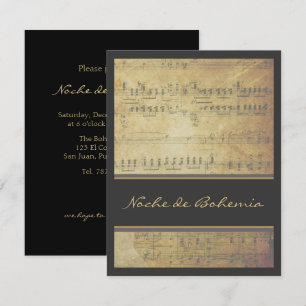 Invitación de partitura de música para recital o c