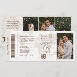Invitación de Pasaje de Abordaje para Boda Save Th