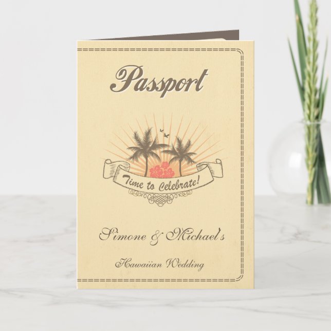 Invitación de pasaporte o Guardar la fecha - Playa (Anverso)