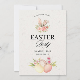 Invitación de Pascua 2025 Conejo Cute para su fies