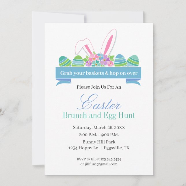 Invitación de Pascua: Años de conejito para la caz (Anverso)