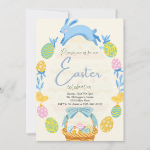 Invitación de Pascua Brunch Huevo cacería conejo c