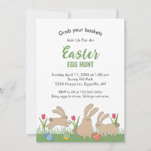 Invitación de Pascua con conejos divertidos Caza d
