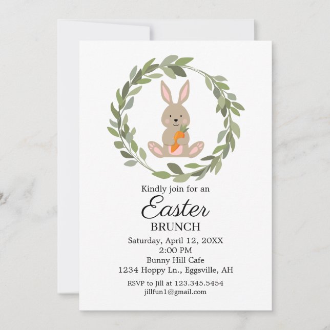 Invitación de Pascua Conejo lindo para tu fiesta (Anverso)