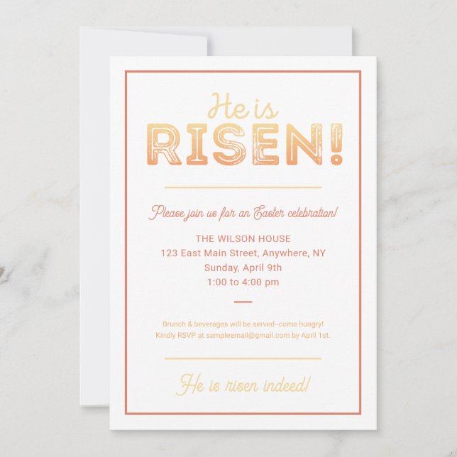Invitación de Pascua Cristiana (Anverso)