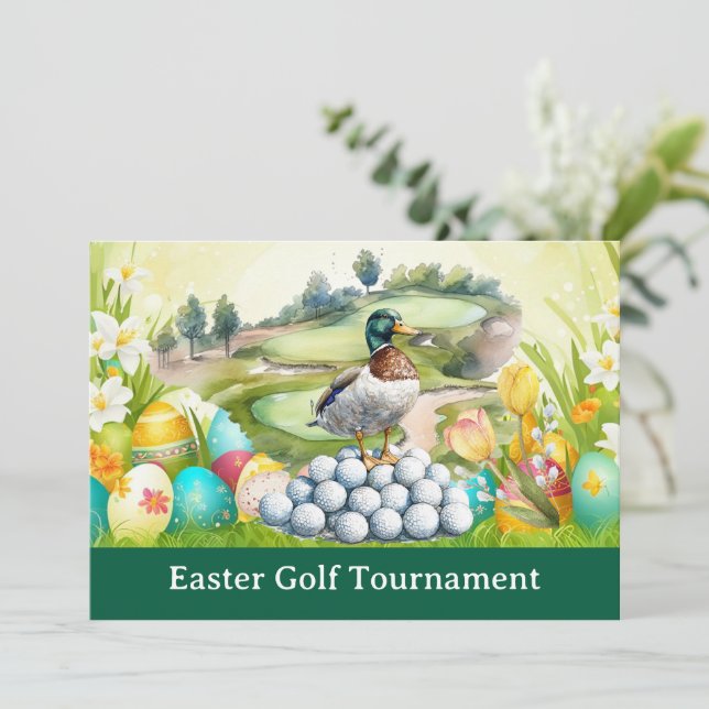 Invitación de Pascua de golf a fiesta de golfista  (Anverso de pie)