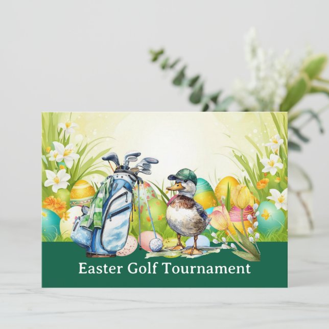 Invitación de Pascua de golf a fiesta de golfista (Anverso de pie)