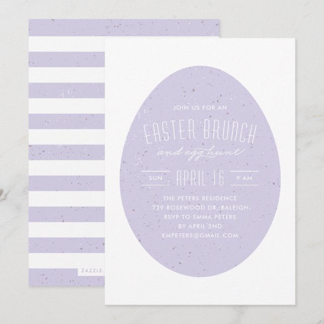 Invitación de Pascua de Huevos Escaseados - Lavand (Anverso / Reverso)