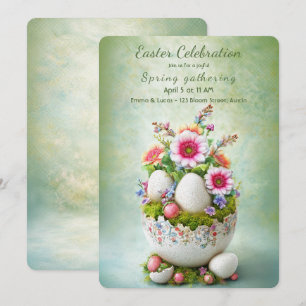 Invitación de Pascua de Huevos Florales Primavera 