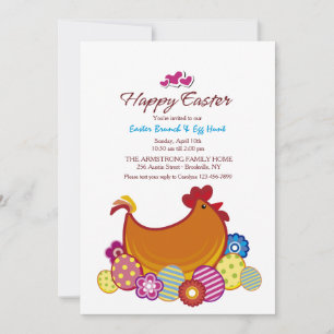 Invitación de Pascua de Pollo y Huevos