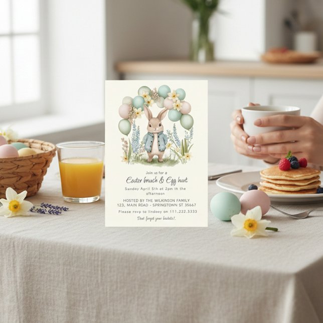 Invitación de Pascua de primavera con conejo de gl (Subido por el creador)