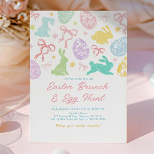 Invitación de Pascua de primavera, conejo dibujado