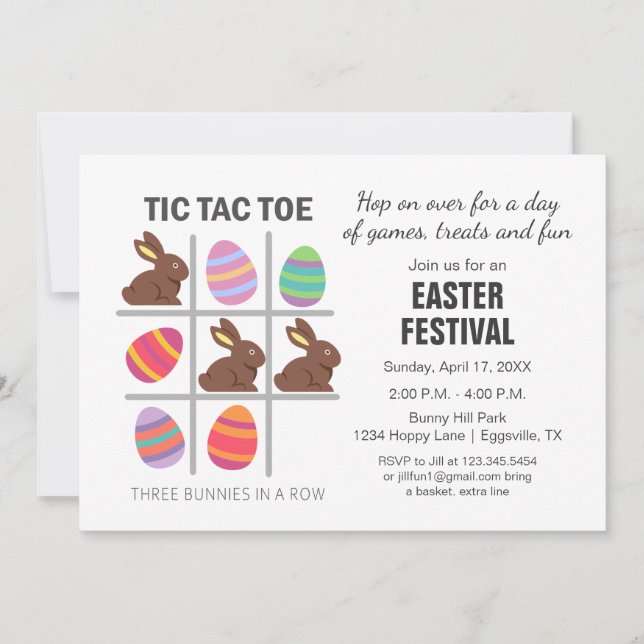 Invitación de Pascua - diversión con juegos tres e (Anverso)