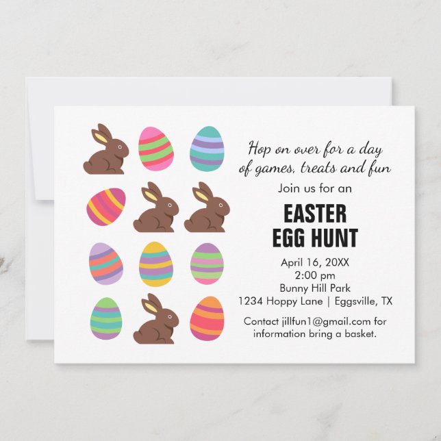 Invitación de Pascua divertida con juegos de búsqu (Anverso)