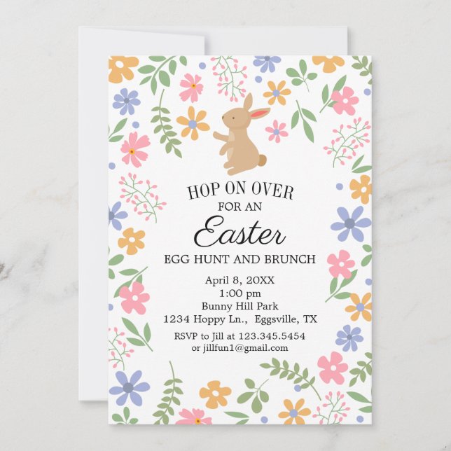 Invitación de Pascua divertido conejo lindo para b (Anverso)