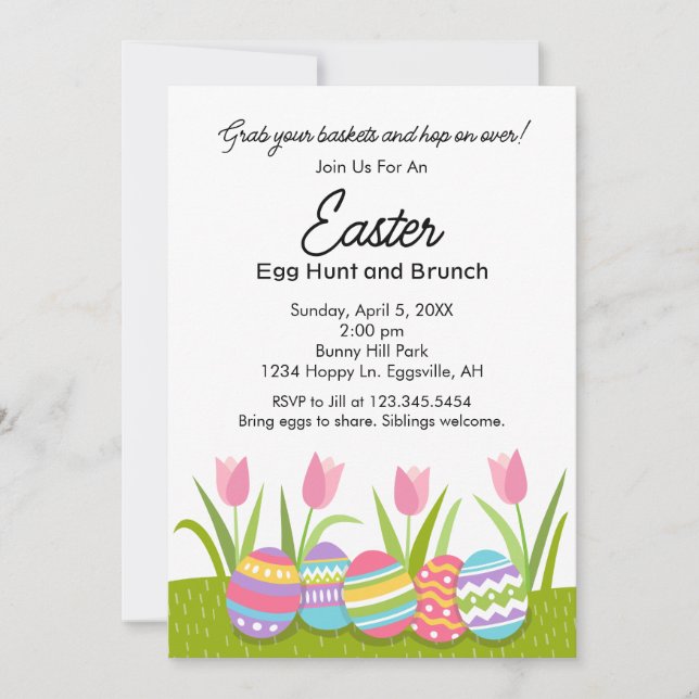 Invitación de Pascua para Brunch y búsqueda de hue (Anverso)