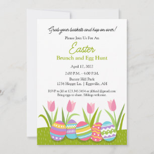 Invitación de Pascua para Brunch y caza de huevos