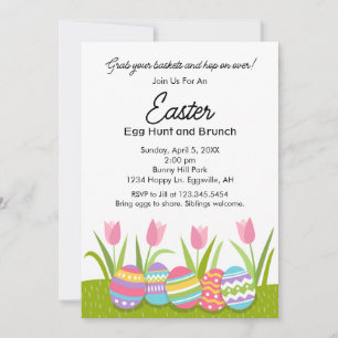Invitación de Pascua para Brunch y Caza de Huevos