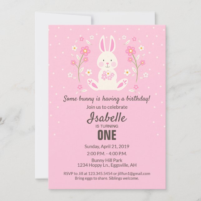 Invitación de Pascua para Primer Cumpleaños (Anverso)