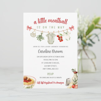 Invitación de pasta italiana para baby shower Litt