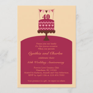 Invitación de pastel de aniversario de bodas 40