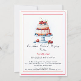 Invitación de pastel de cumpleaños de color de agu