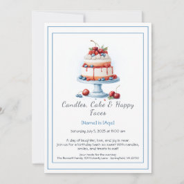 Invitación de pastel de cumpleaños de color de agu