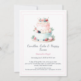 Invitación de pastel de cumpleaños de color de agu