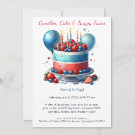 Invitación de pastel de cumpleaños de color de agu