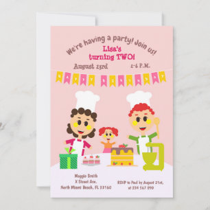 Invitación de pastel dulce para el segundo cumplea