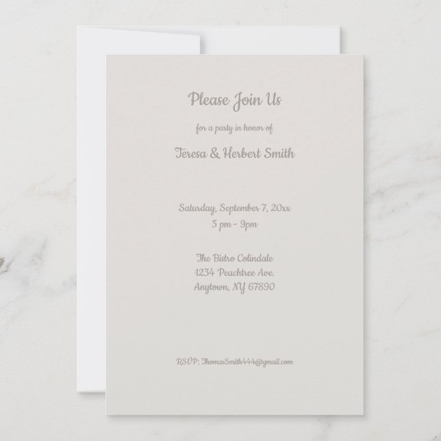 Invitación de Pastel Personalizado para Fiesta de  (Reverso)