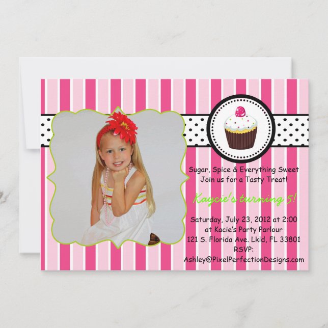 Invitación de pastel rosa (Anverso)