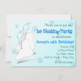 Invitación de patinaje sobre hielo azul para niñas