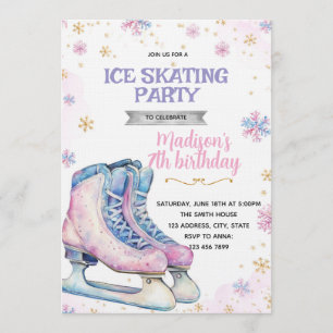 Invitación de patinaje sobre hielo de invierno ros