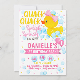 Invitación de patito de goma rosa
