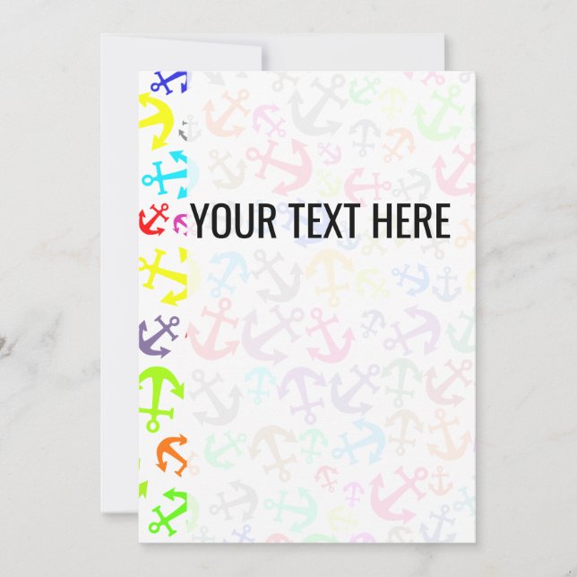 Invitación de patrón colorido del anclaje marino (Anverso)