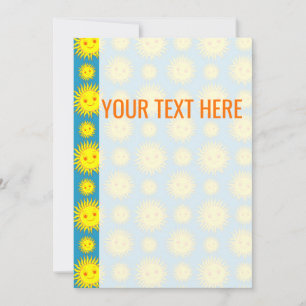 Invitación de patrón de cara de sol amarillo