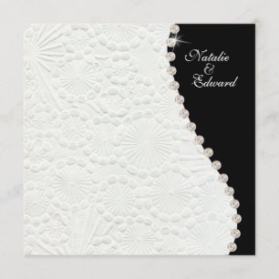 Invitación de patrón de color blanco y negro de co