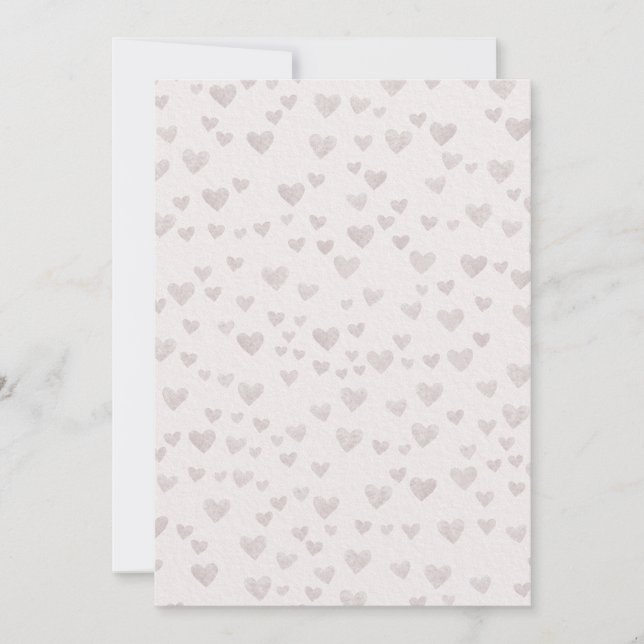 Invitación de Patrón de Corazón con Acuarela Neutr (Anverso)