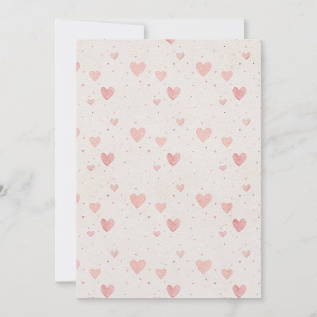 Invitación de patrón de corazón de acuarela (Anverso)