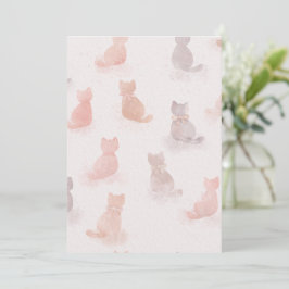 Invitación de patrón de gato de acuarela suave