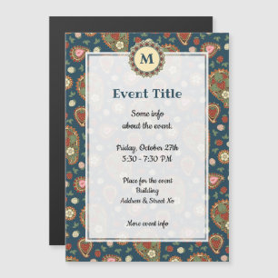 Invitación de patrón de paisley de fresa
