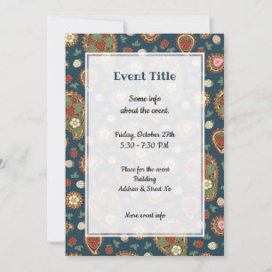 Invitación de patrón de paisley de fresa