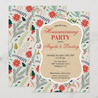 Invitación de patrón floral de fiesta de inaugurac