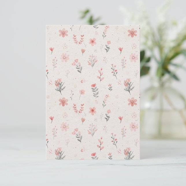 Invitación de Patrón Floral Suave (Anverso de pie)