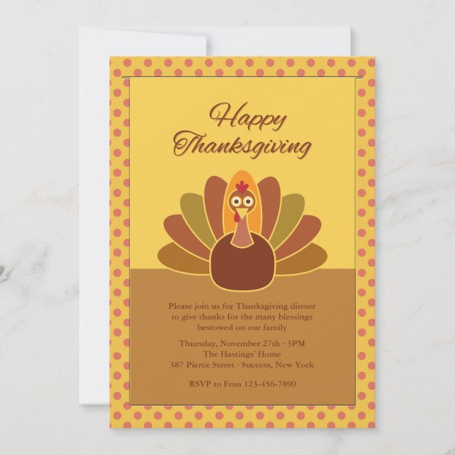 Invitación de Pavo de Fiesta (Anverso)